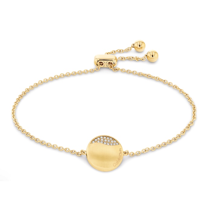 Calvin Klein Ladies Yellow Gold Coloured Circular Chain Crystal Bracelet