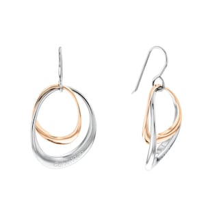 Calvin Klein Ladies Rose Gold Coloured Warped Drop Earrings