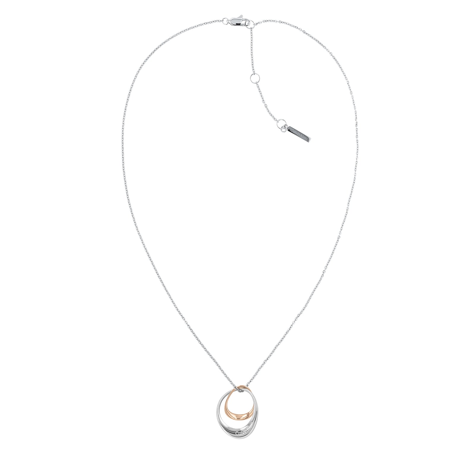 Calvin Klein Ladies Rose Gold Plated Warped Chain Pendant