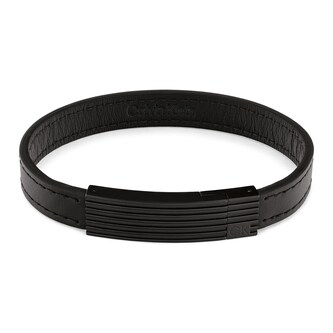 Calvin Klein Mens Black Leather Circuit Bracelet Calvin Klein Mens Black Leather Circuit Bracelet
