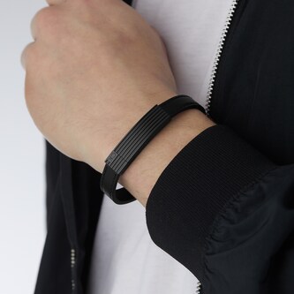 Calvin Klein Mens Black Leather Circuit Bracelet Calvin Klein Mens Black Leather Circuit Bracelet