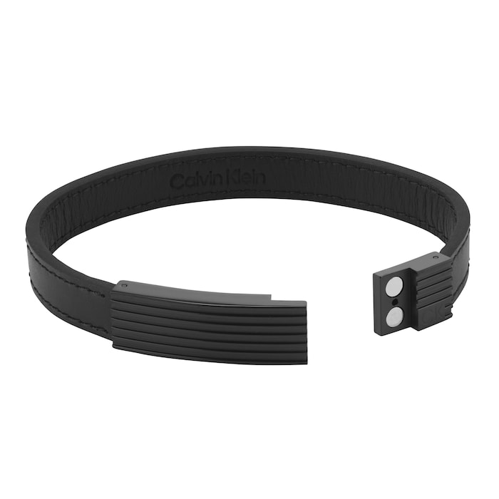 Calvin Klein Mens Black Leather Circuit Bracelet