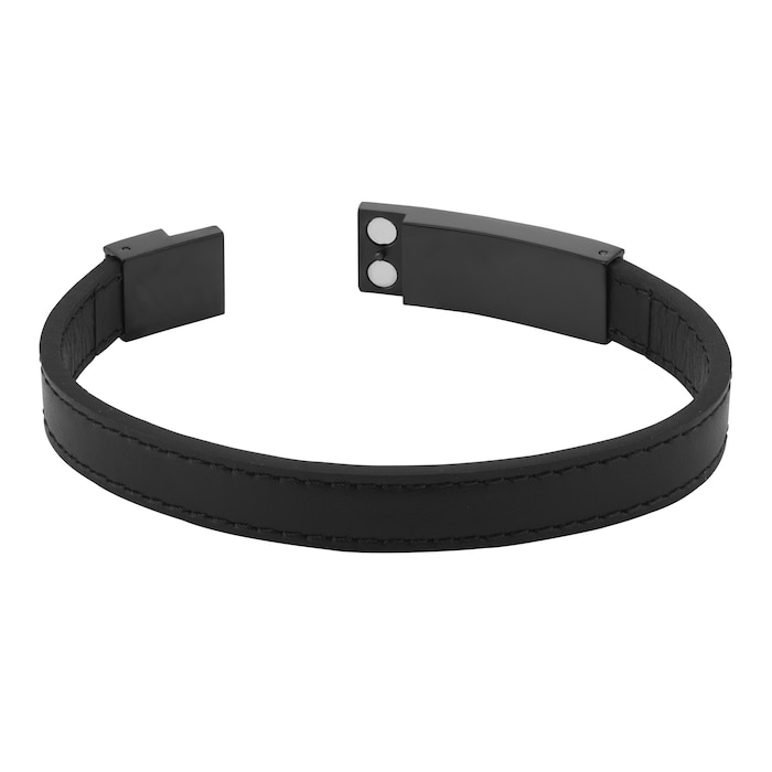 Calvin Klein Mens Black Leather Circuit Bracelet