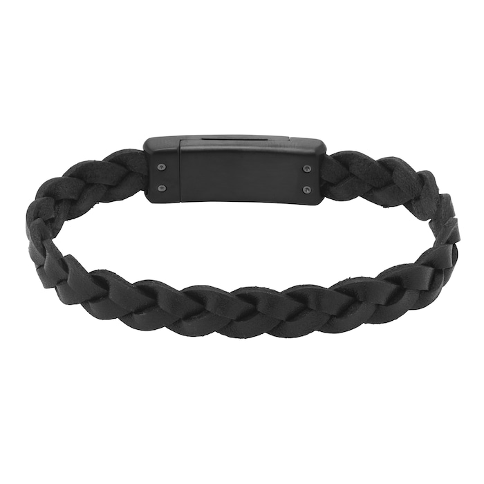 Calvin Klein Mens Black Leather Bracelet