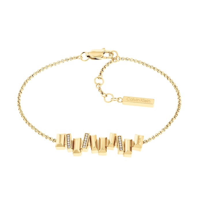 Calvin Klein Womens Yellow Gold Plated Luster Crystal Bracelet 35000241 ...