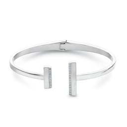 37380447 - Ladies Stainless Steel Linear Crystal Bangle