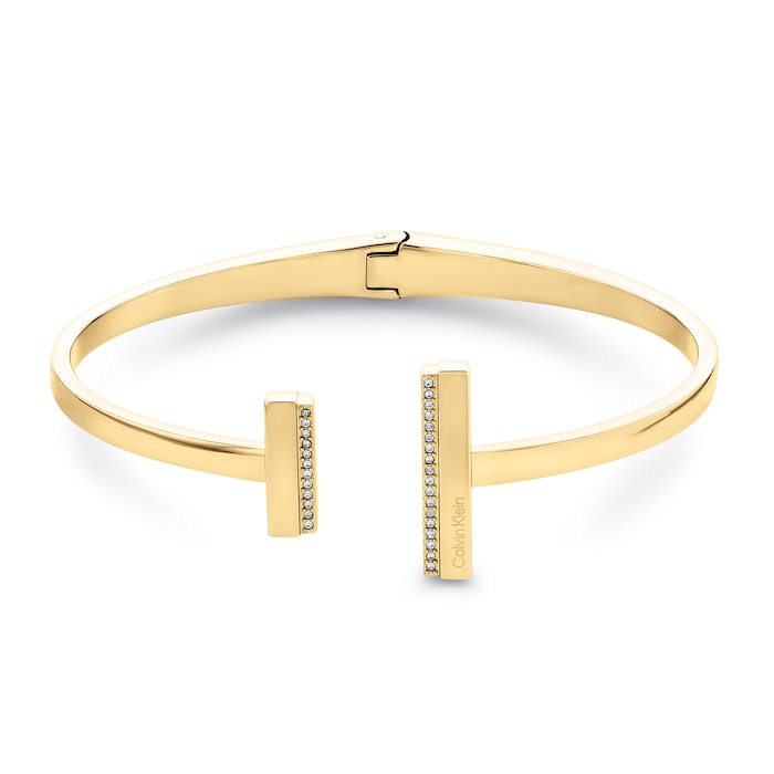 Calvin Klein Ladies Yellow Gold Coloured Linear Crystal Bangle