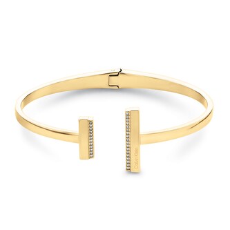 Calvin Klein Ladies Yellow Gold Coloured Linear Crystal Bangle