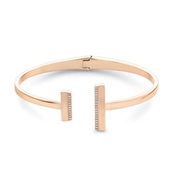 37380451 - Ladies Rose Gold Coloured Linear Crystal Bangle