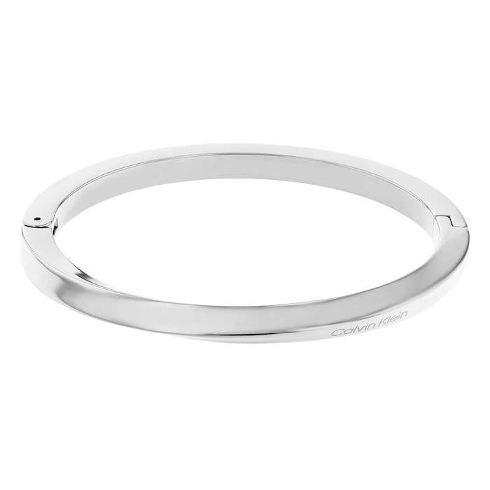 Calvin Klein Ladies Polished Stainless Steel Twisted Hinged Bangle