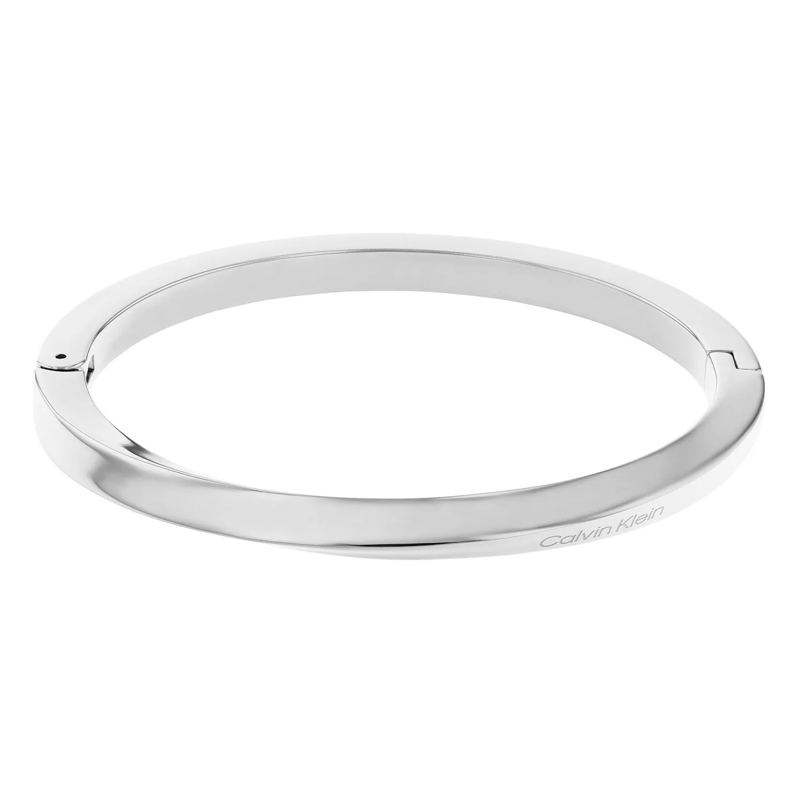 Calvin Klein Ladies Polished Stainless Steel Twisted Hinged Bangle ...