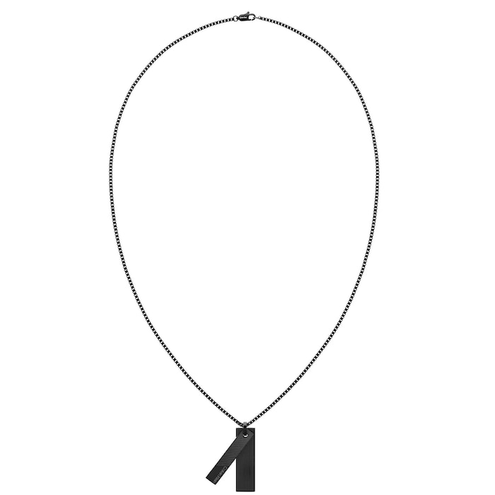Calvin Klein Mens Black IP Double Pendant Necklace