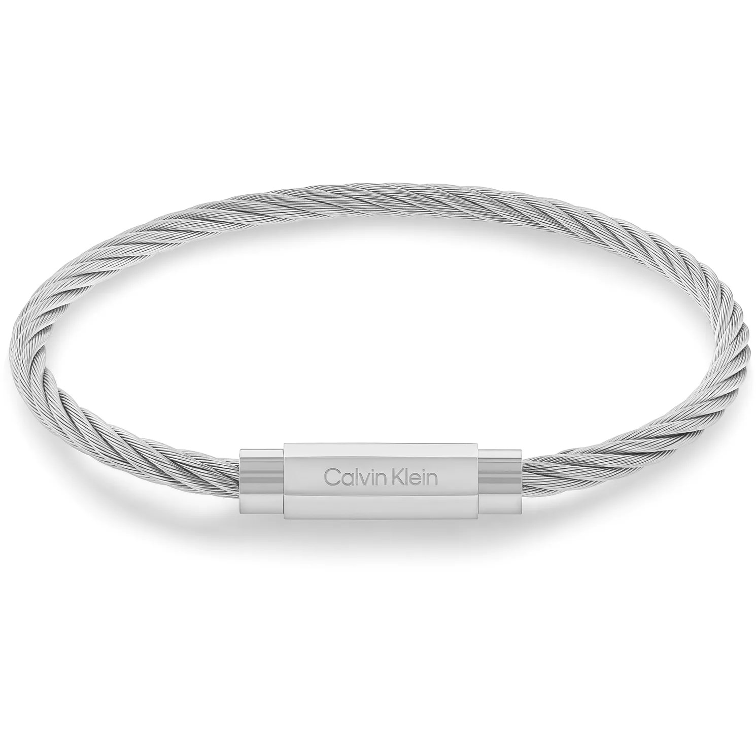 Calvin Klein Mens Stainless Steel Twisted Wire Bracelet