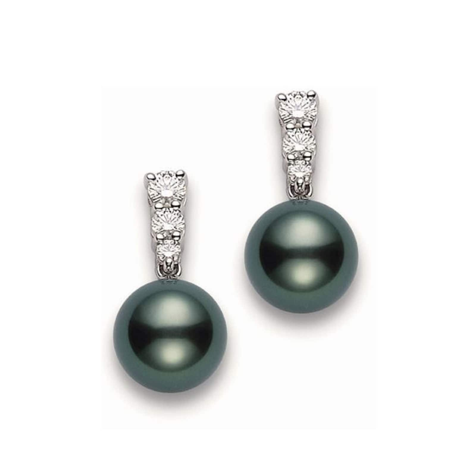 Mikimoto diamond sale and pearl earrings