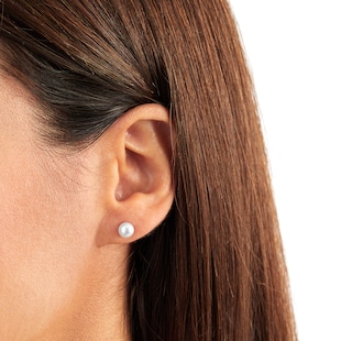 Mikimoto 18ct White Gold 6-6.5mm White Grade A Pearl Stud Earrings