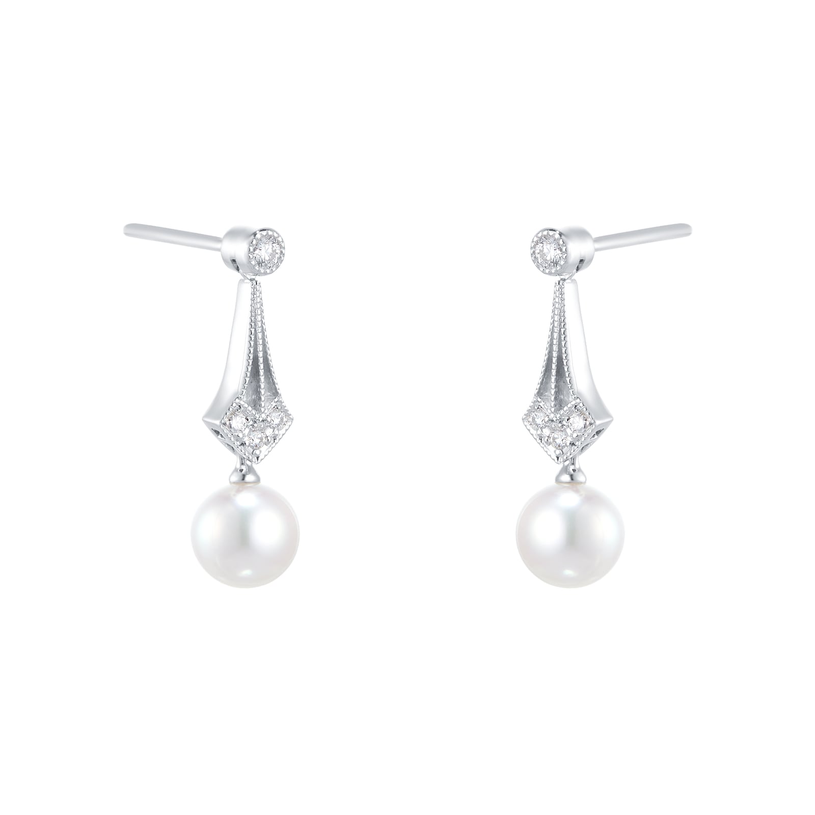 Mikimoto Vintage Collection 6.75mm Grade A+ Akoya Cultured Pearl & 0.08cttw Diamond Earrings Mikimoto Vintage Collection 6.75mm Grade A+ Akoya Cultured Pearl & 0.08cttw Diamond Earrings