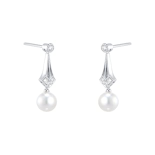 Mikimoto Vintage Collection 6.75mm Grade A+ Akoya Cultured Pearl & 0.08cttw Diamond Earrings