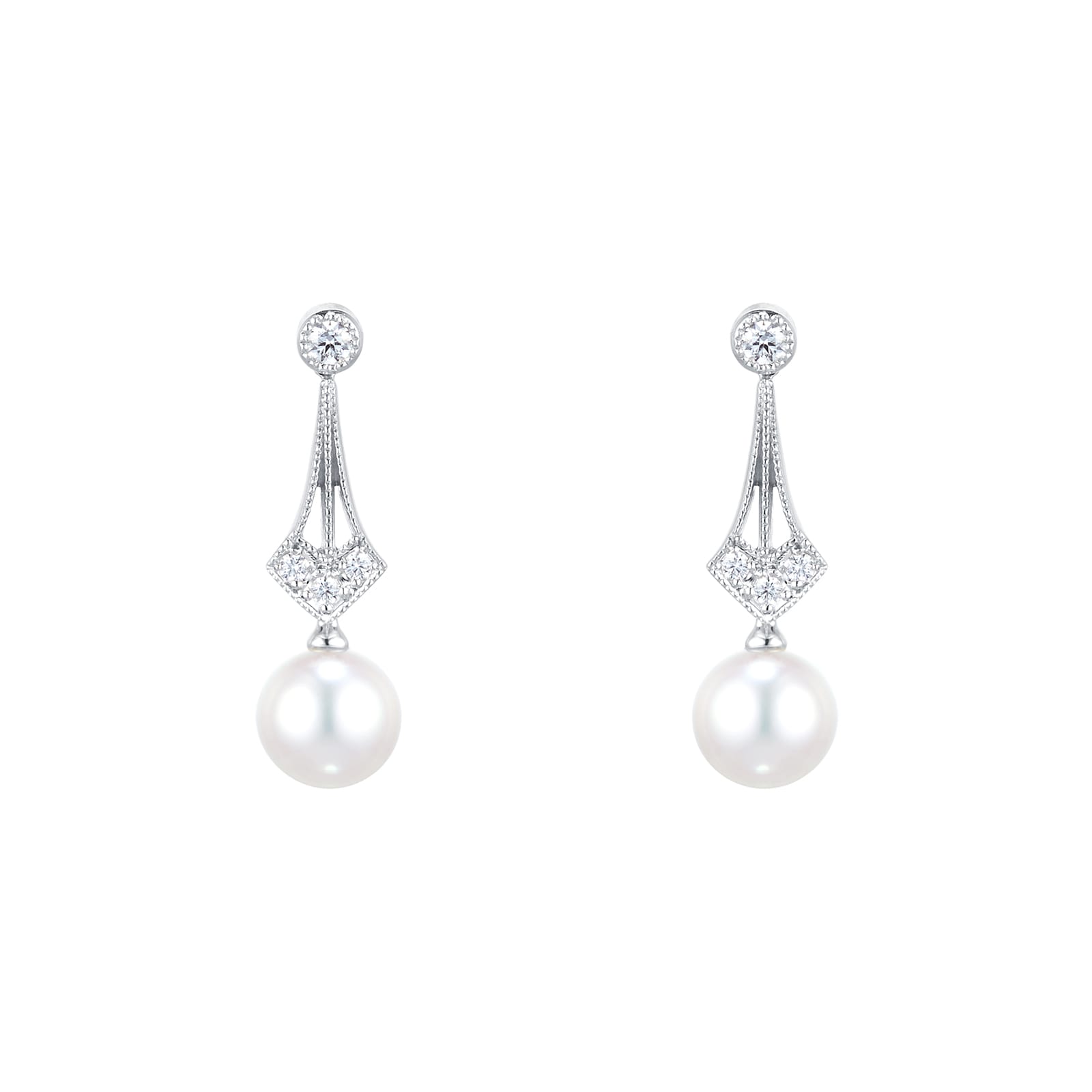 Mikimoto Vintage Collection 6.75mm Grade A+ Akoya Cultured Pearl & 0.08cttw Diamond Earrings Mikimoto Vintage Collection 6.75mm Grade A+ Akoya Cultured Pearl & 0.08cttw Diamond Earrings