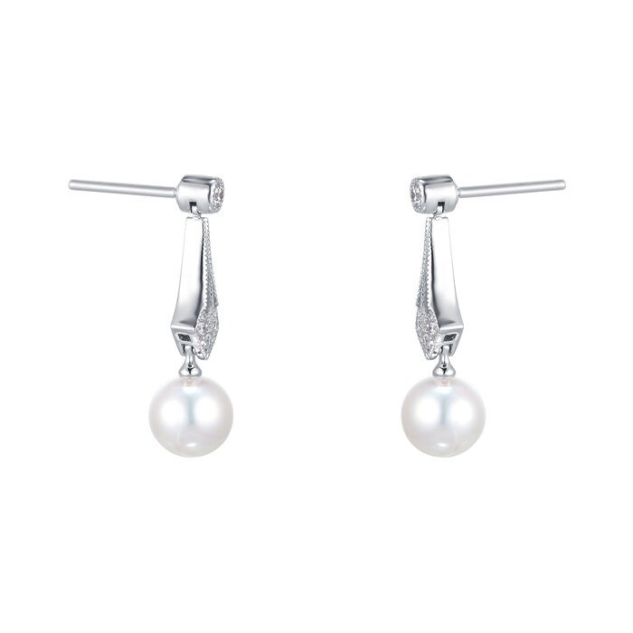 Mikimoto Vintage Collection 6.75mm Grade A+ Akoya Cultured Pearl & 0.08cttw Diamond Earrings