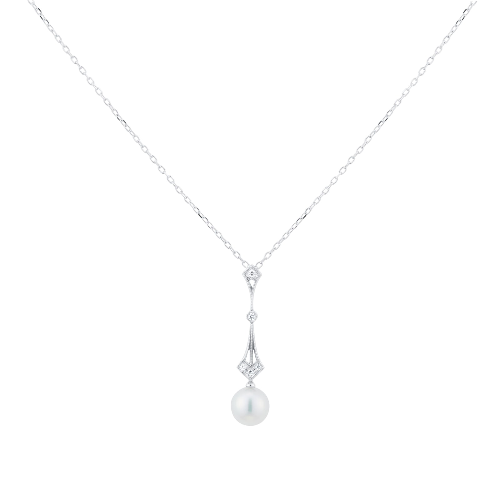 Vintage Collection 7.5mm Grade A+ Akoya Pearl & 0.04cttw Diamond Pendant