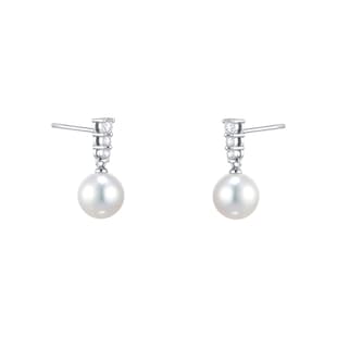 Mikimoto Morning Dew Collection 8mm Grade AA Pearl & 0.29cttw Diamond Earrings
