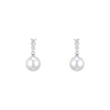 Mikimoto Morning Dew Collection 8mm Grade AA Pearl & 0.29cttw Diamond Earrings