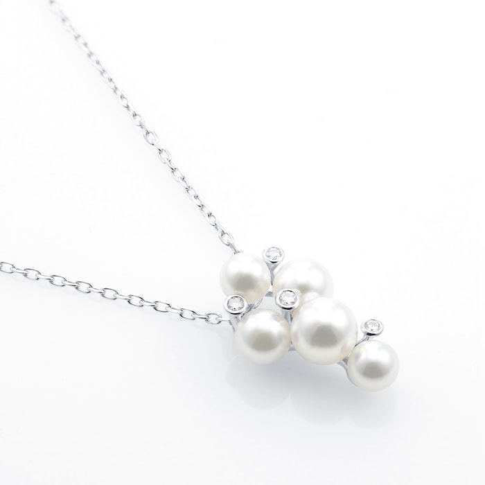 Mikimoto Bubble Collection 4.75-6mm Grade A+ Pearl 0.05cttw Diamond Pendant