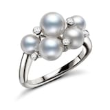 Mikimoto 18ct White Gold A Pearl & Diamond Ring - Ring Size L