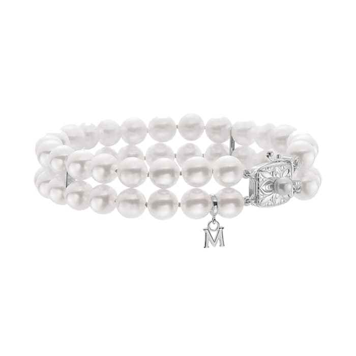 Mikimoto 18k White Gold Akoya Cultured Pearl Bracelet