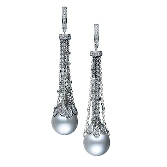 Mikimoto 18k White Gold Cultured White South Sea pearl 13mm A1+ Grade 1.04cttw Diamond Drop Earrings Mikimoto 18k White Gold Cultured White South Sea pearl 13mm A1+ Grade 1.04cttw Diamond Drop Earrings