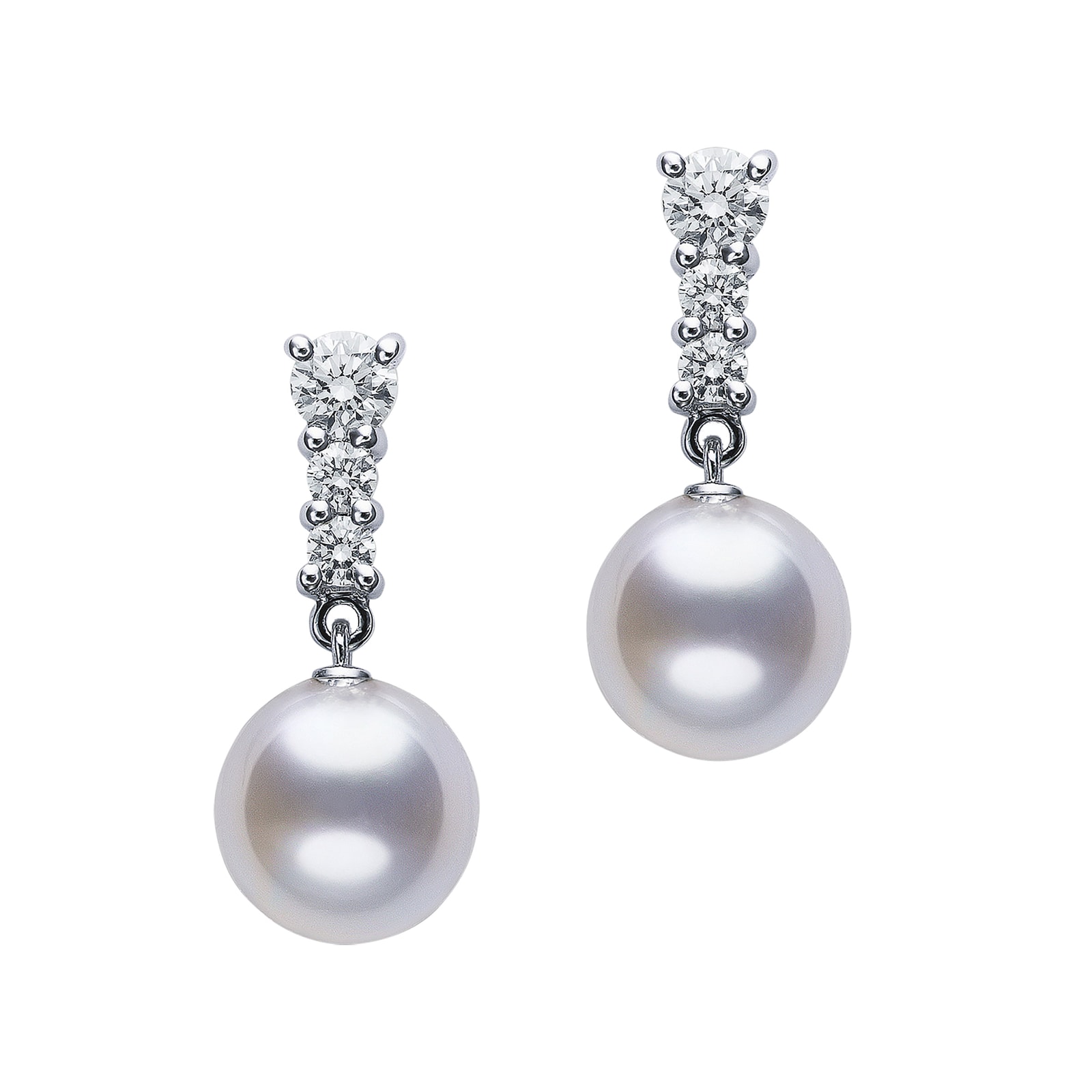 Mikimoto 18k White Gold 8mm Akoya Cultured Pearl and 0.29cttw Diamond ...
