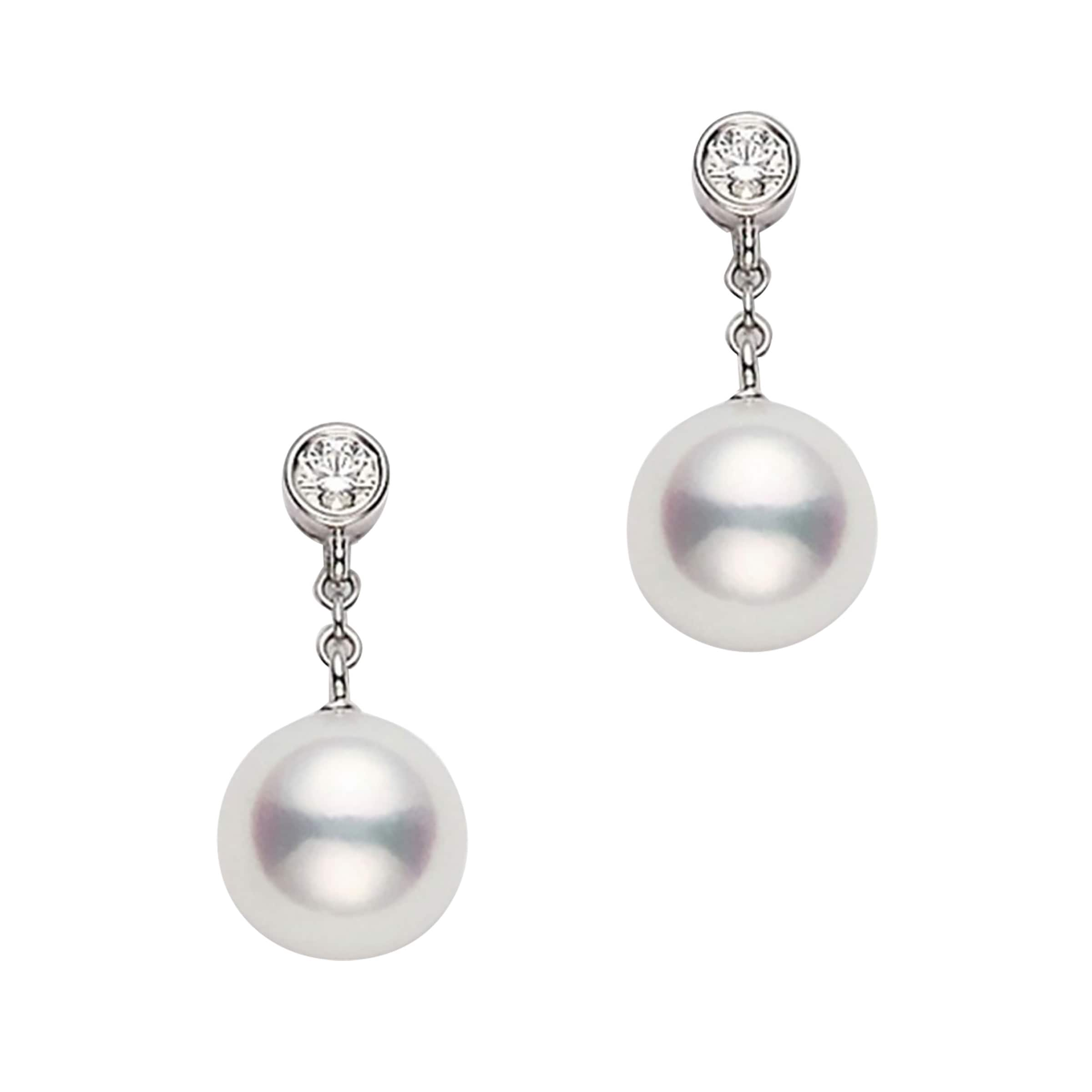 diamond pearl earrings white gold