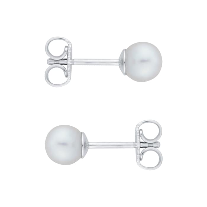 Mikimoto 18ct White Gold 5mm White Grade A Pearl Stud Earrings
