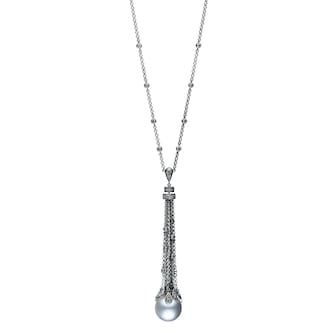 Mikimoto 18k White Gold Cultured White South Sea pearl 13mm A+ 13mm 1.34cttw Diamond Necklace