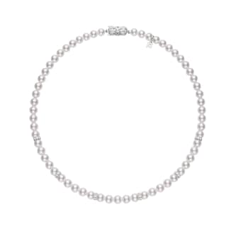 Mikimoto 18k White Gold Akoya Cultured Pearl and Diamond Rondelle 18" necklace Mikimoto 18k White Gold Akoya Cultured Pearl and Diamond Rondelle 18" necklace