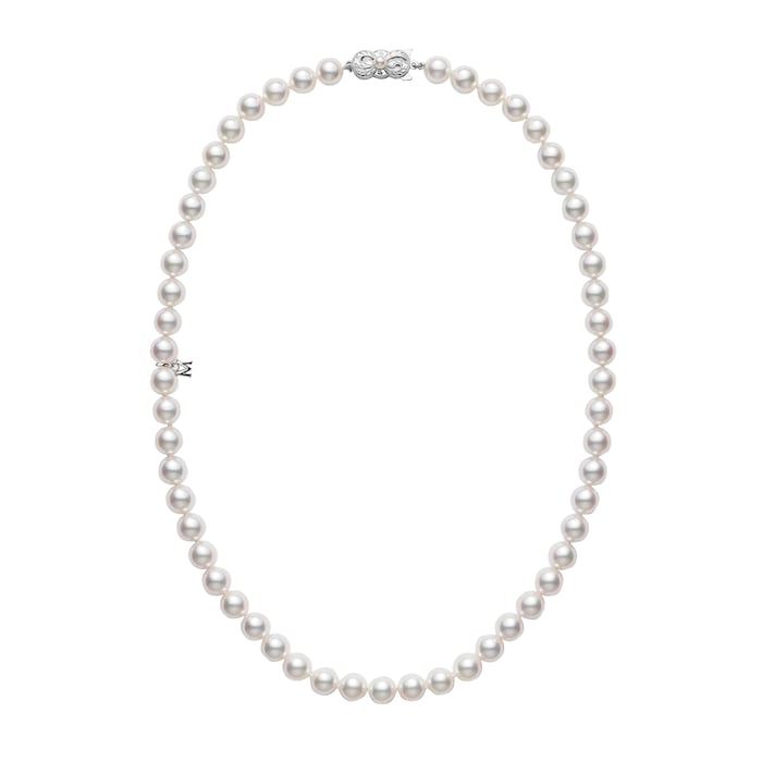 Mikimoto 18k White Gold Akoya Cultured Pearl Strand 18" Necklace