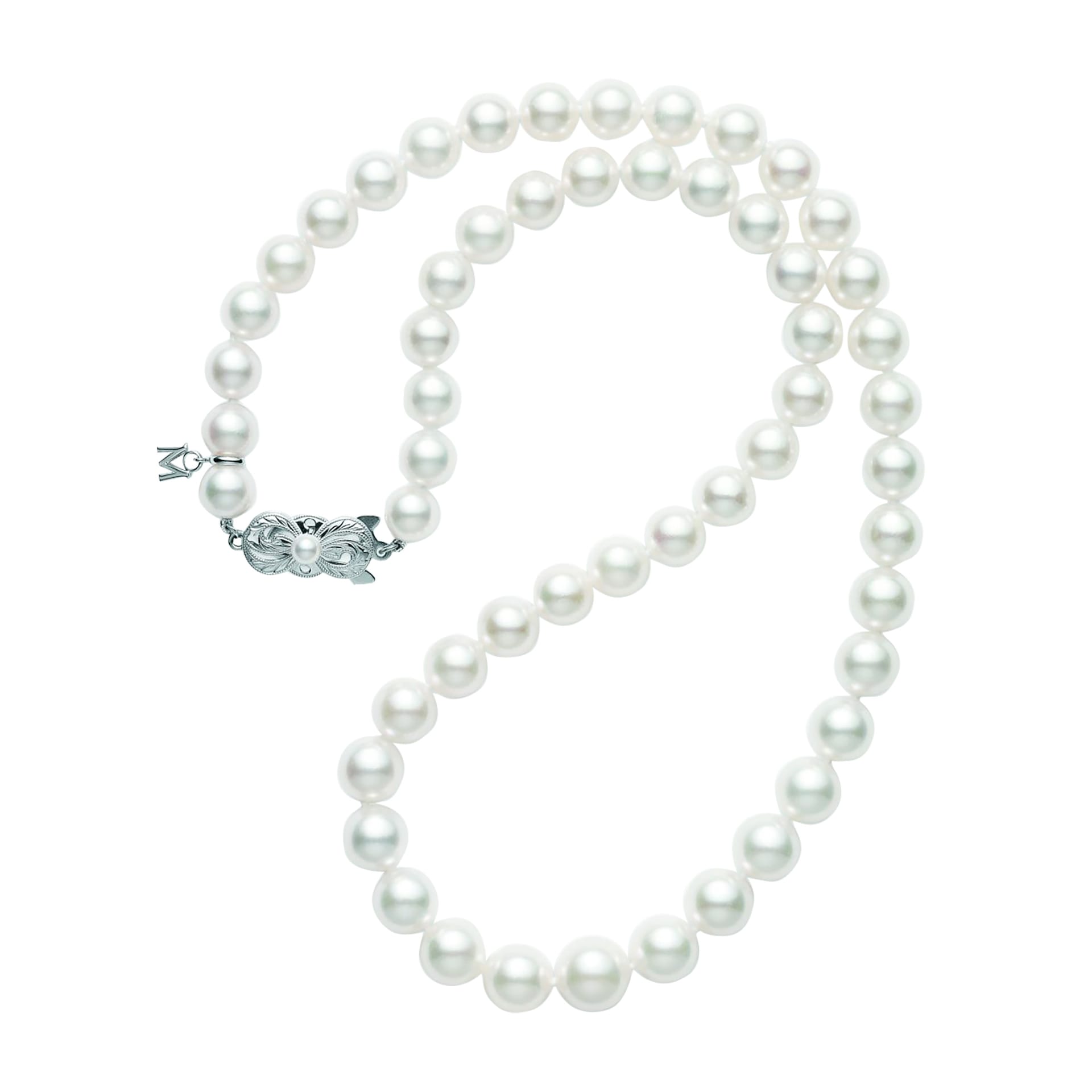 Mikimoto 18k White Gold Graduated Akoya Cultured Pearl 18" Necklace