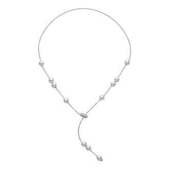 Mikimoto 18k White Gold Akoya Cultured Pearl and 0.20cttw Diamond Necklace 19" 