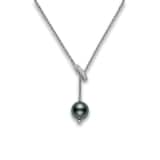 Mikimoto 18K White Gold Black South Sea Pearl & Diamond Necklace