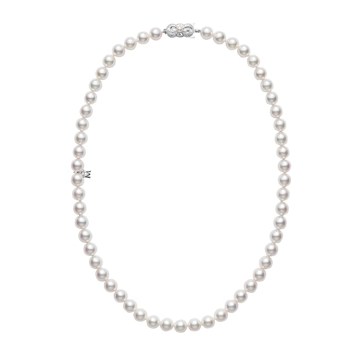 Mikimoto 18k White Gold Akoya Cultured Pearl 18" Necklace