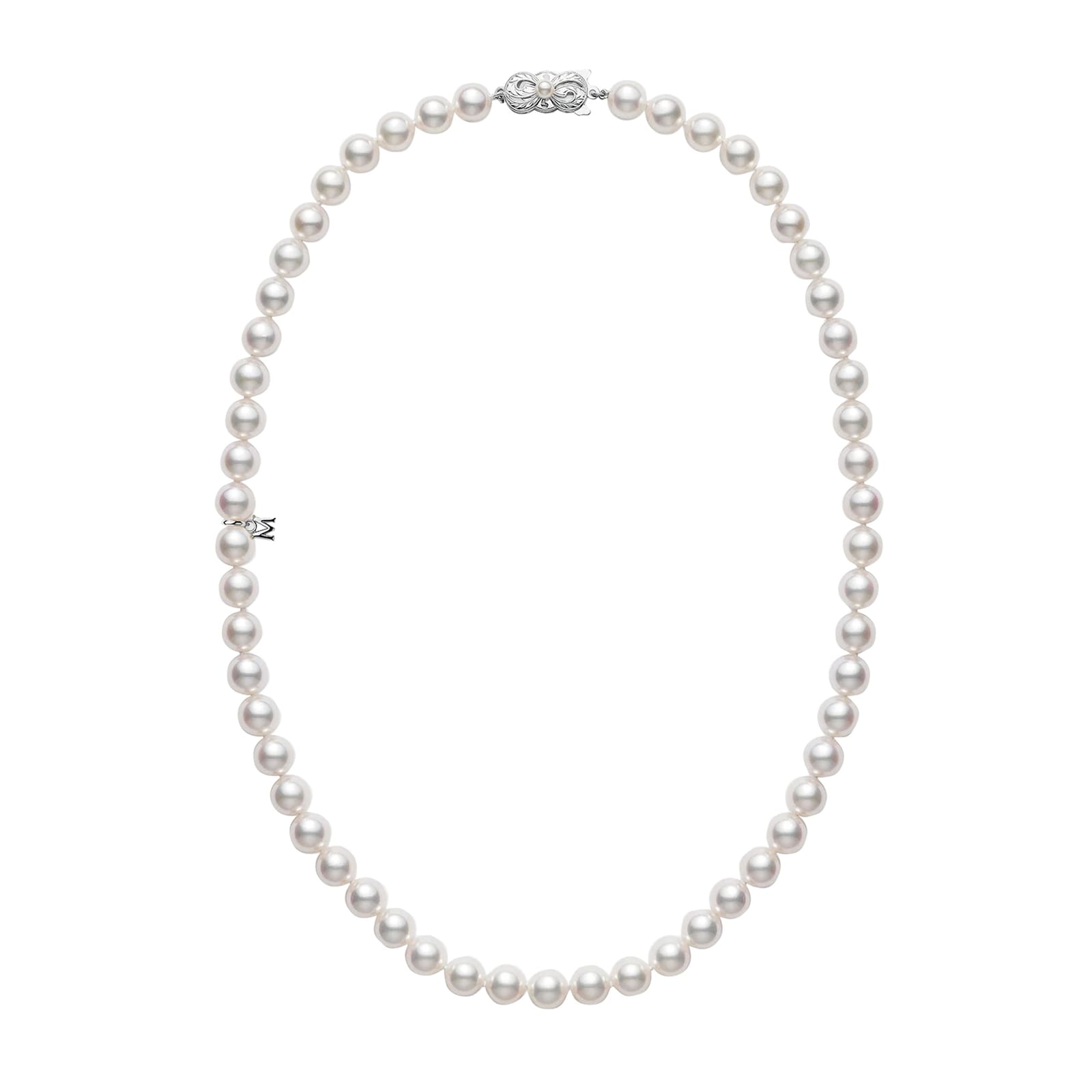 Mikimoto 18k White Gold Akoya Cultured Pearl 18" Necklace