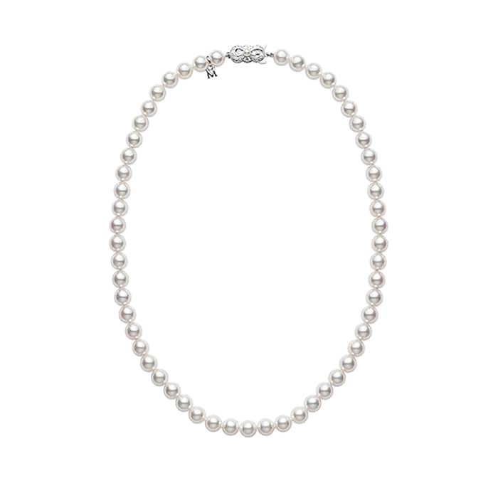 Mikimoto 18k White Gold Akoya Cultured Pearl 18" Strand Necklace