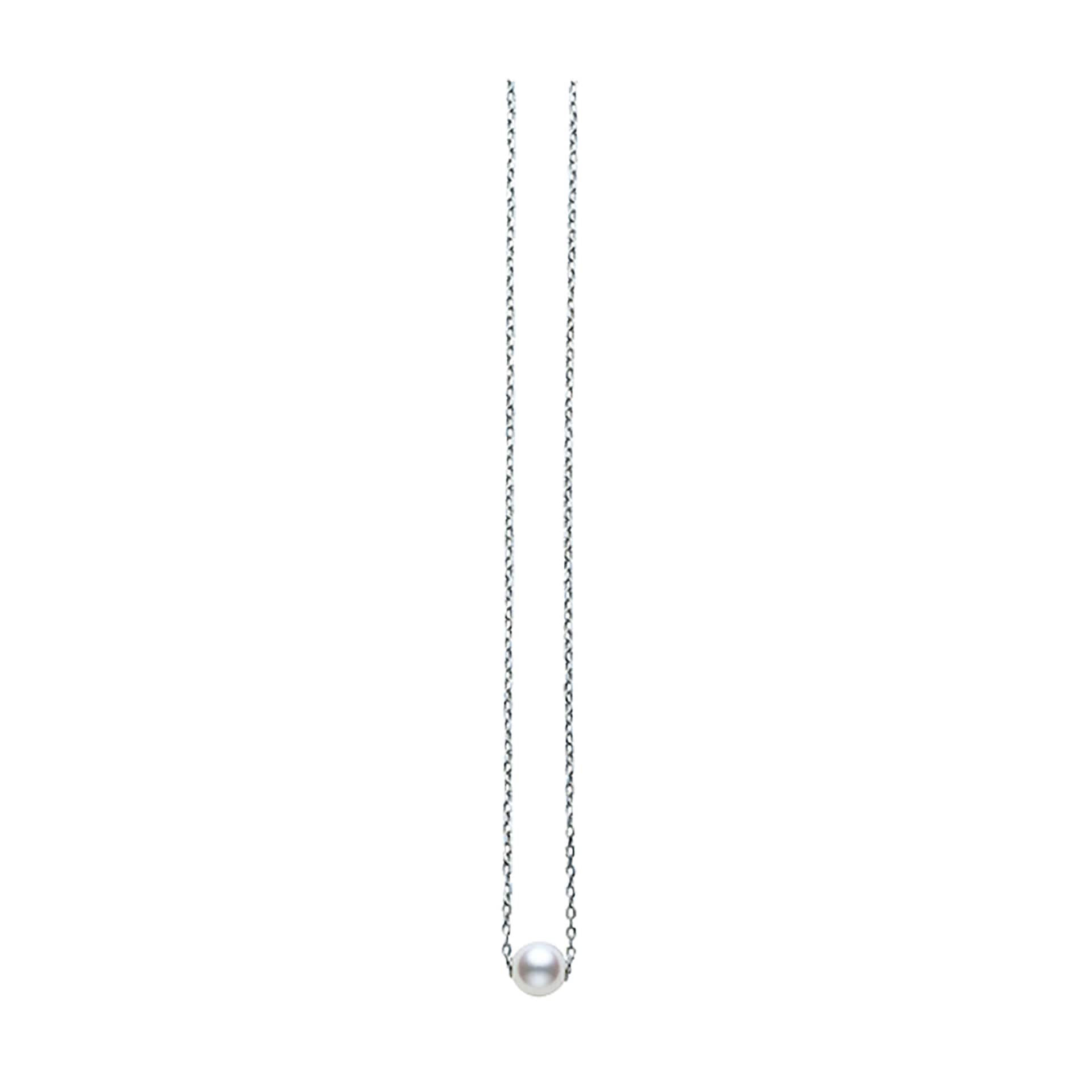 Mikimoto 18k White Gold Akoya Single Pearl 18" Necklace