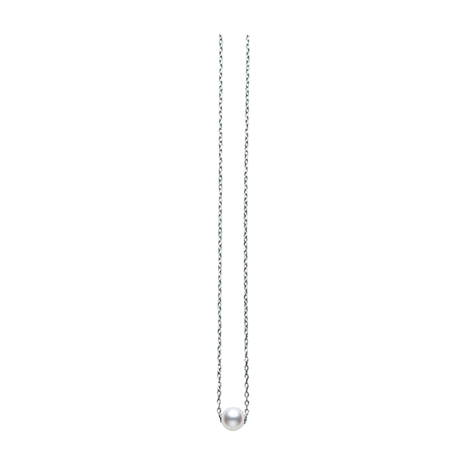 Mikimoto 18k White Gold Akoya Single Pearl 18" Necklace