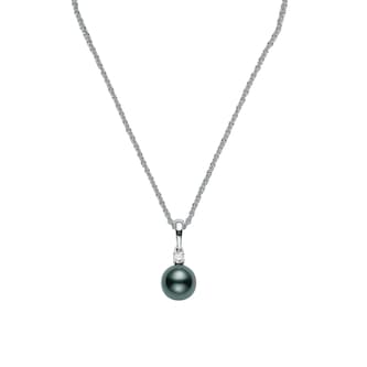 Mikimoto 18k White Gold Black South Sea Single Cultured Pearl and Diamond 18" Necklace Mikimoto 18k White Gold Black South Sea Single Cultured Pearl and Diamond 18" Necklace