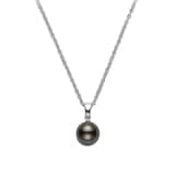 Mikimoto 18k White Gold Black South Sea Cultured Pearl and Diamond 18" Necklace
