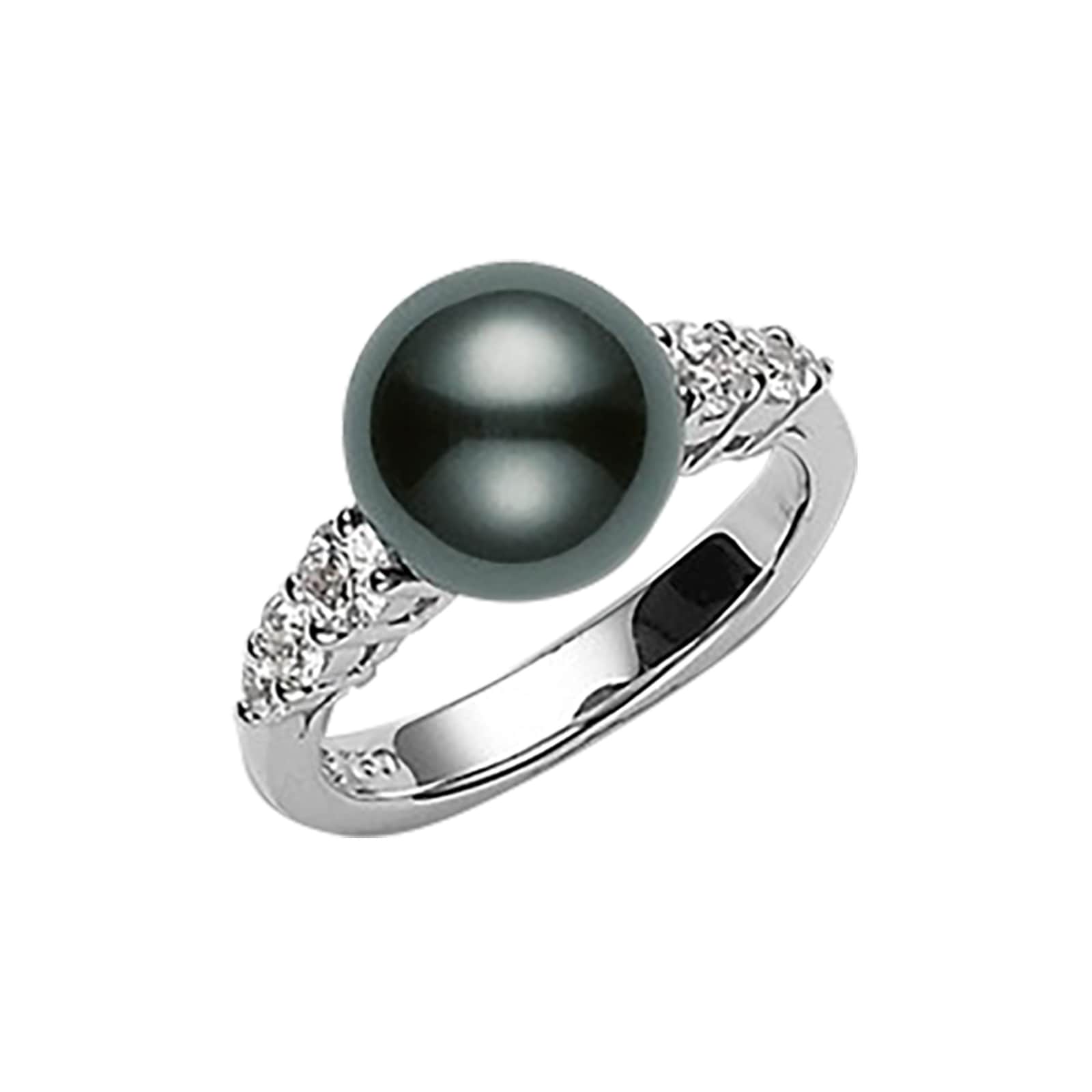 Mikimoto Black South Sea Cultured Pearl and Diamond Ring PRA 541BD W ...