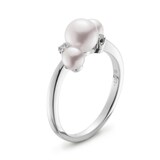 Mikimoto 18k White Gold Akoya Cultured Pearl and Diamond Cluster Ring