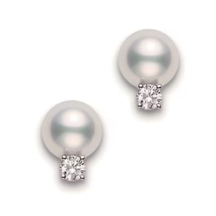 Mikimoto 18k White Gold 7mm-7.5mm Akoya Cultured Pearl Stud Earrings