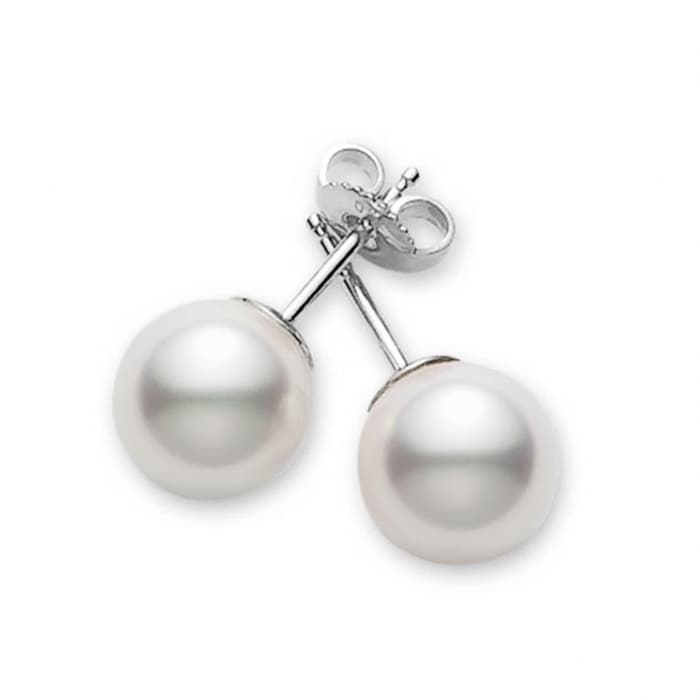 Mikimoto 18k White Gold Cultured Akoya 6-6.5mm Pearl Stud Earrings